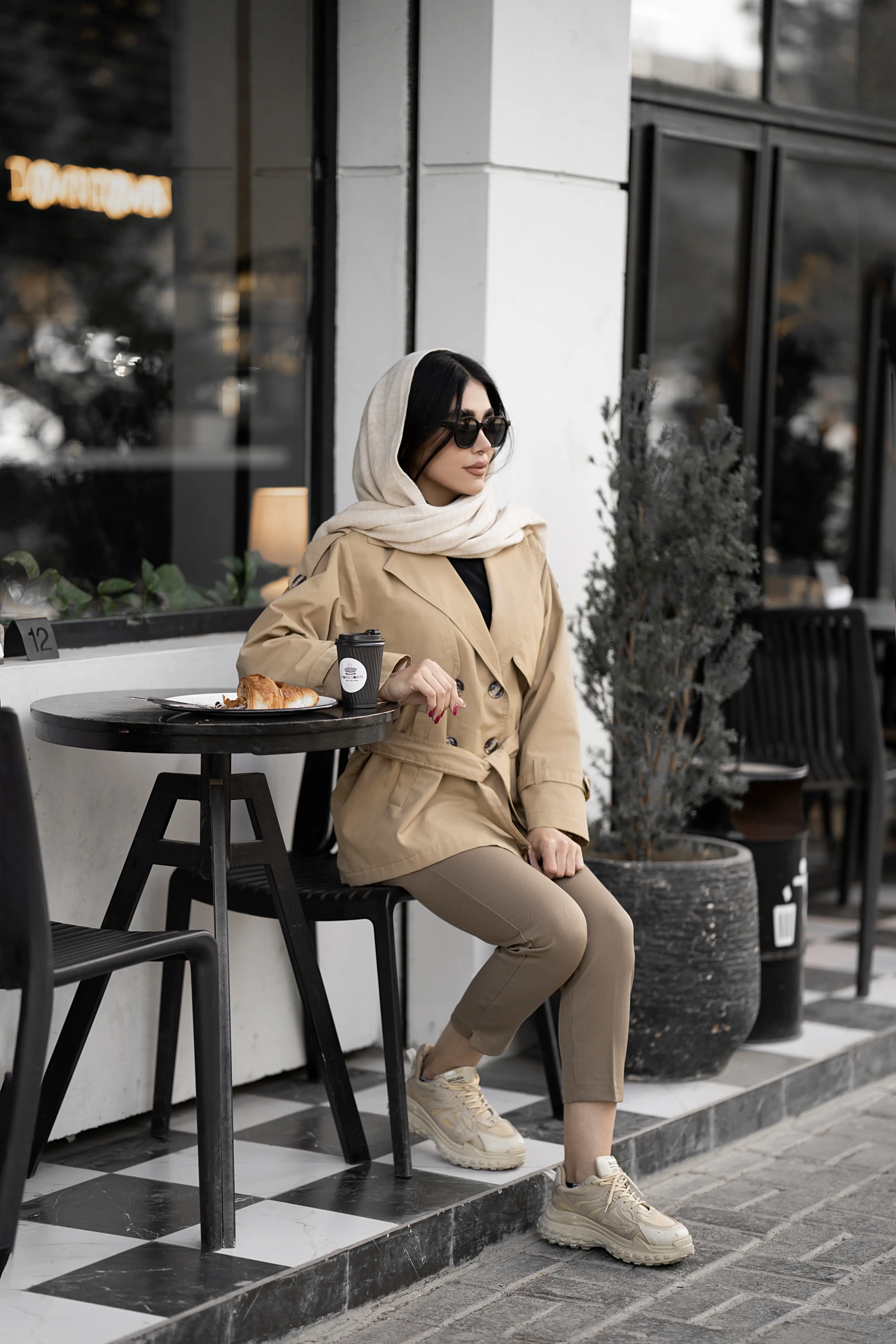 ترنچ کت کتان زارا زنانه قد 70 ژنیوا