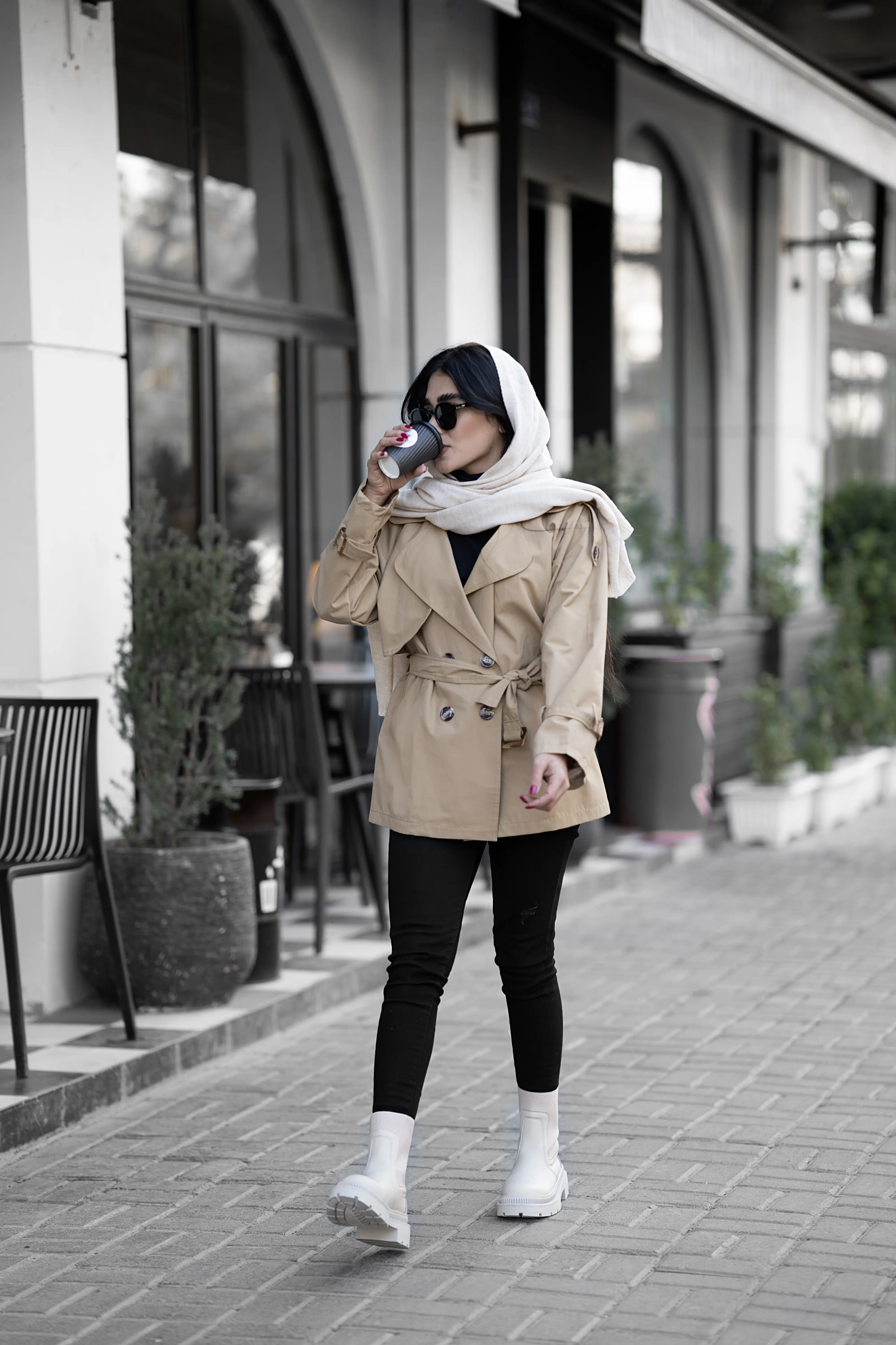 ترنچ کت کتان زارا زنانه قد 75 کیمیا