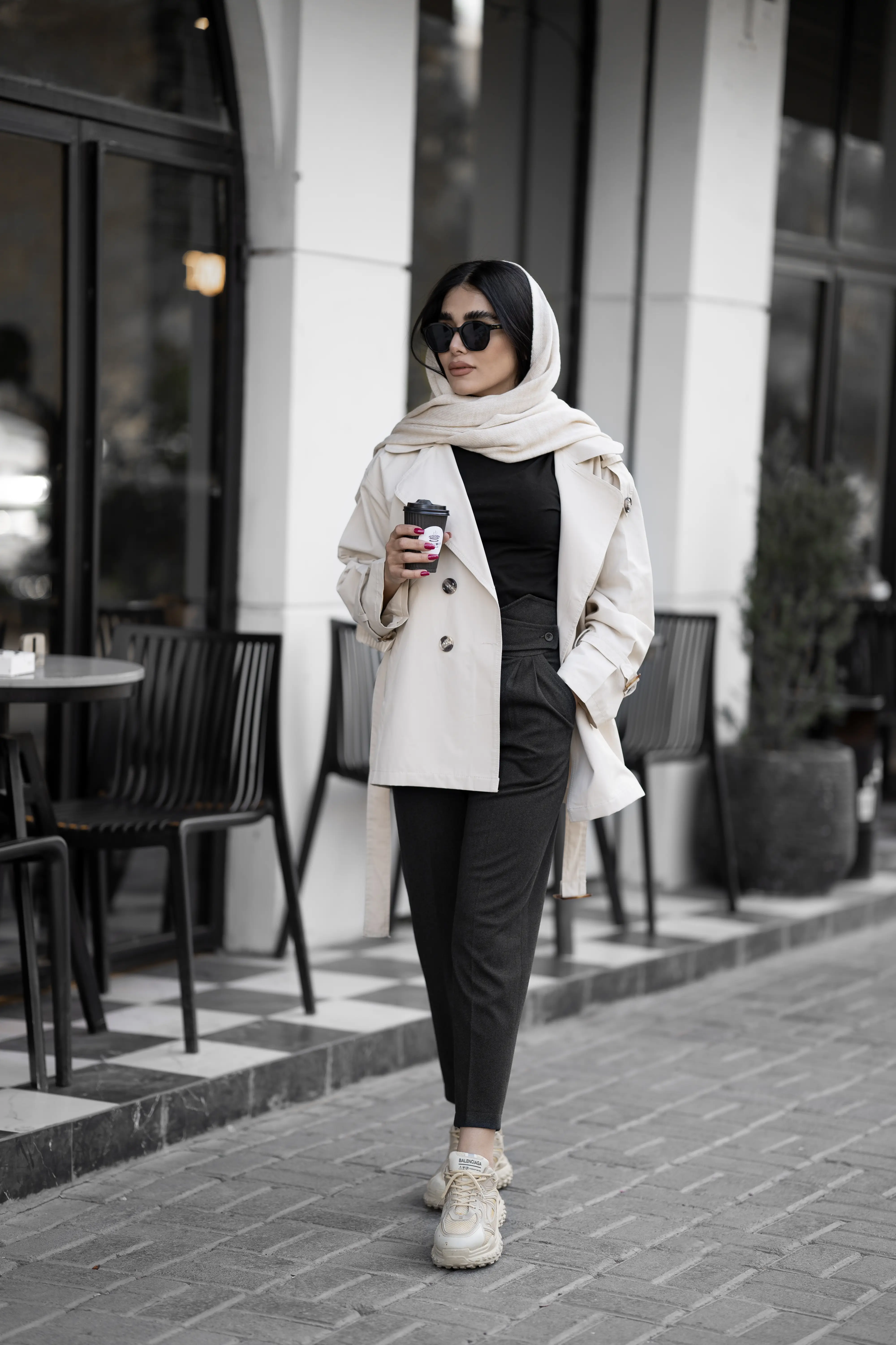 ترنچ کت کتان زارا زنانه قد 75 کیمیا